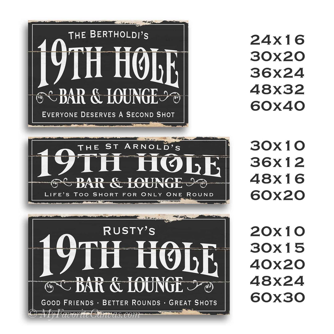 19th Hole Bar & Lounge Rustic Sign
