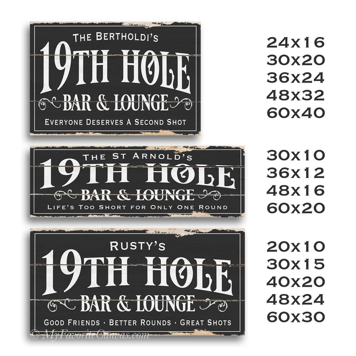 19th Hole Bar & Lounge Rustic Sign