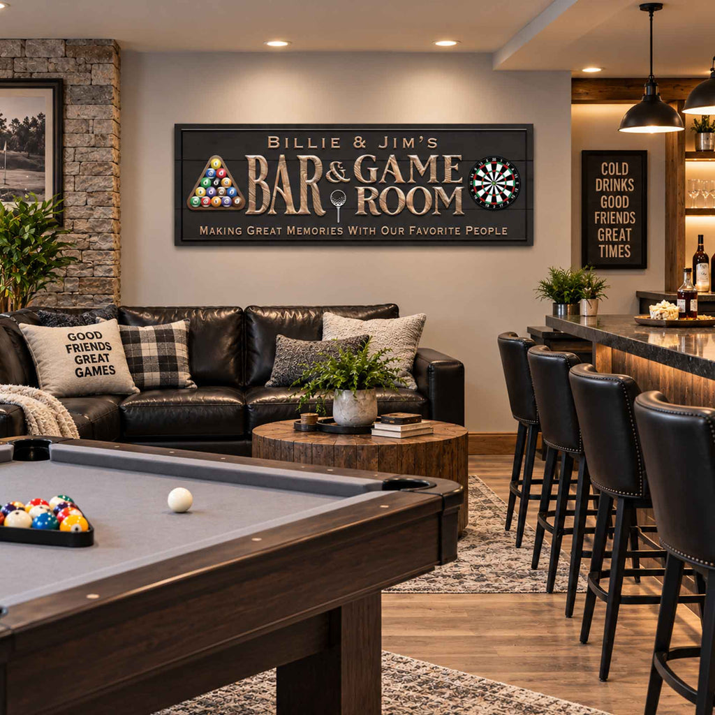 Our Bar, Our Rules Personalized Game Room Sign