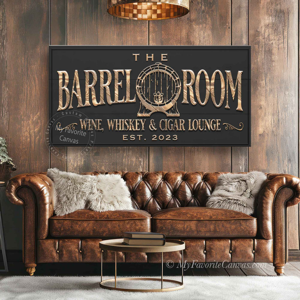 The Barrel Room Wine, Whiskey and Cigar Lounge Sign