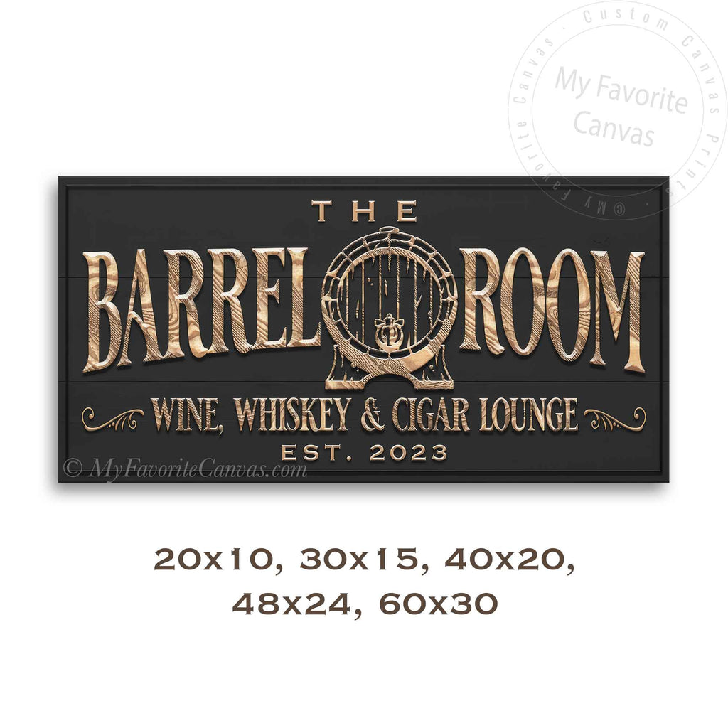 The Barrel Room Wine, Whiskey and Cigar Lounge Sign
