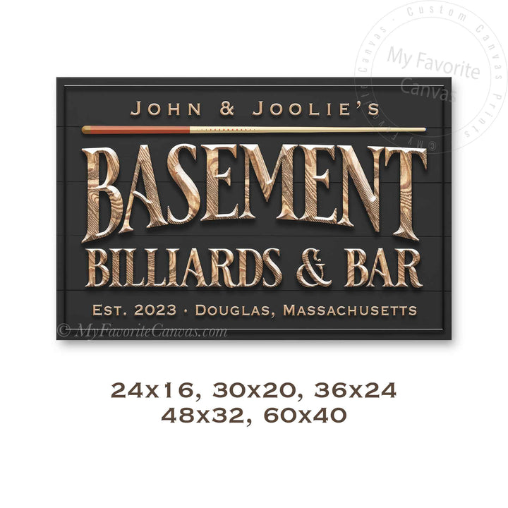 Basement Billiards & Bar Sign