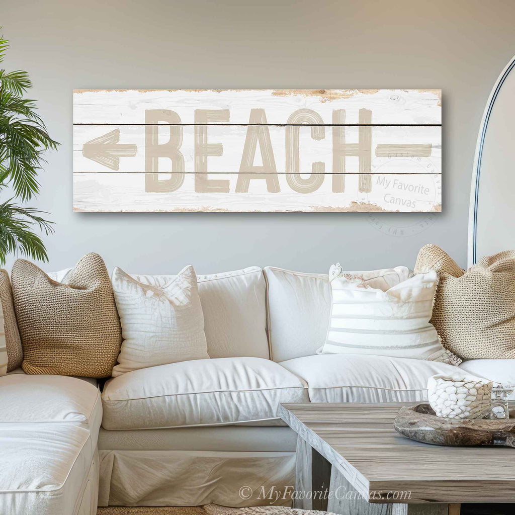 Beach Direction Arrow Rustic Sign