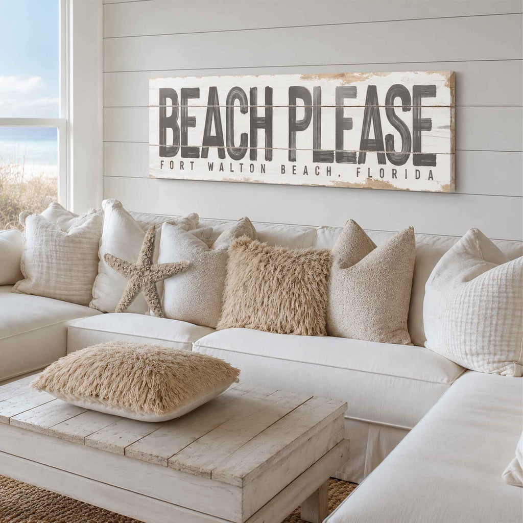 Beach Please Rustic Sign