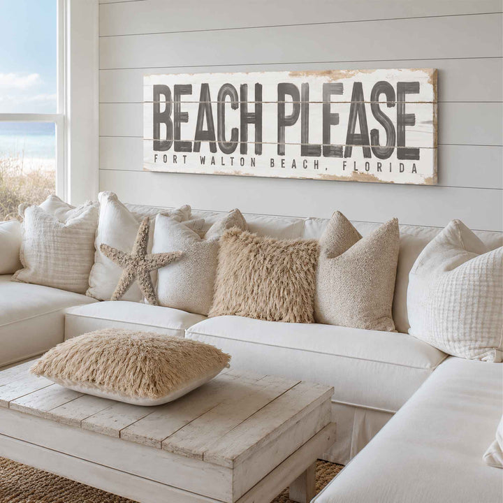 Beach Please Rustic Sign