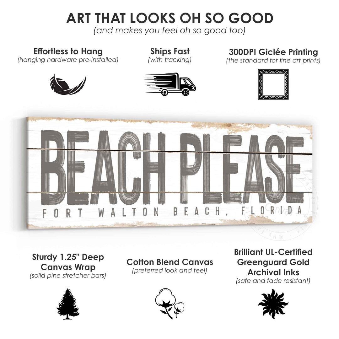 Beach Please Rustic Sign