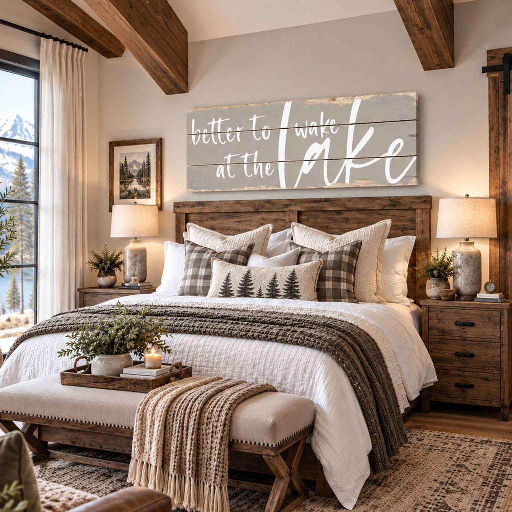 Better To Wake At The Lake Rustic Sign