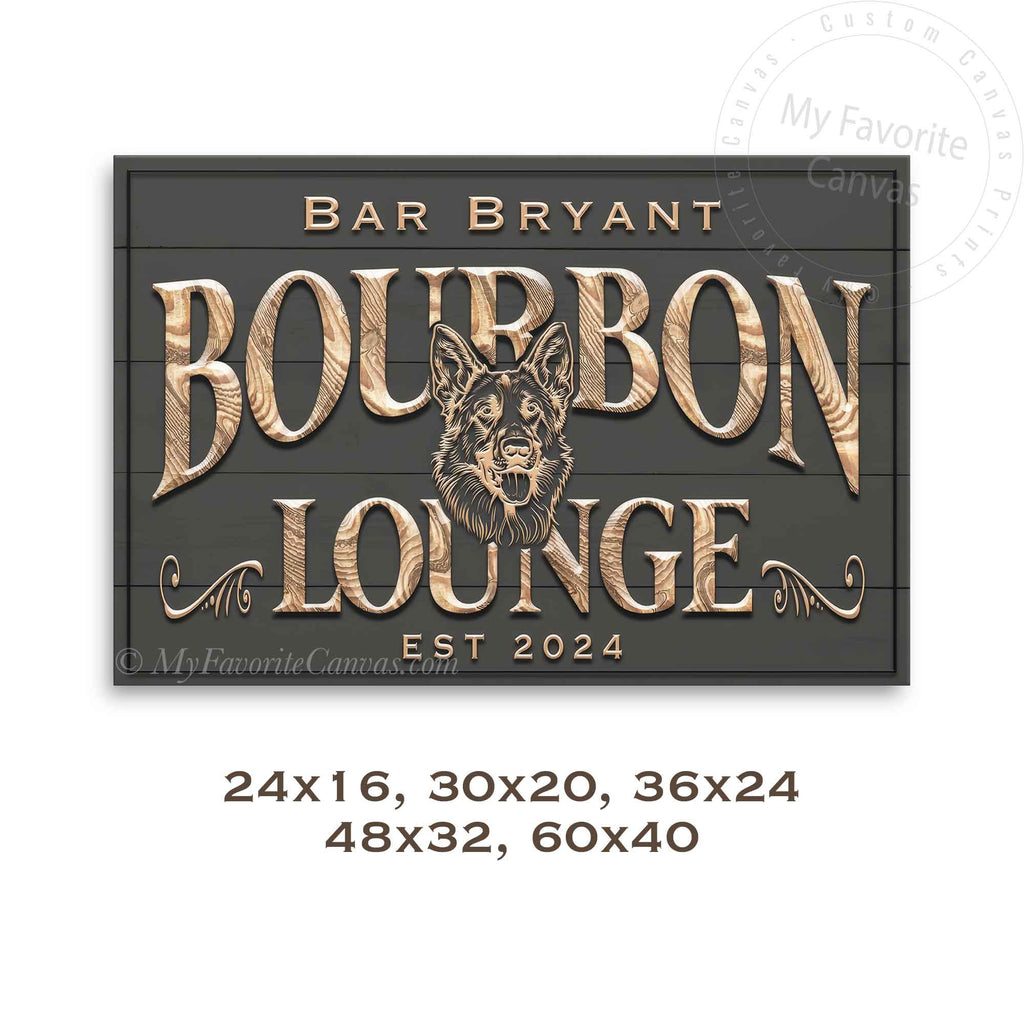 Bourbon Pup Mascot Lounge Sign