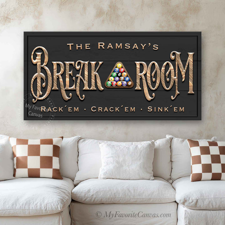 Break Room Billiards Sign