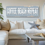 Coffee Beach Repeat Rustic Sign