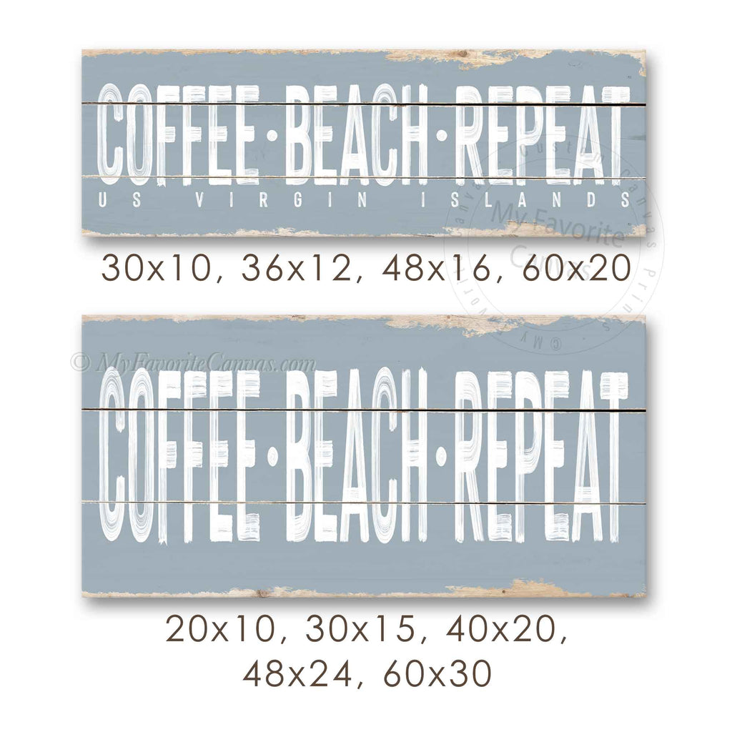 Coffee Beach Repeat Rustic Sign