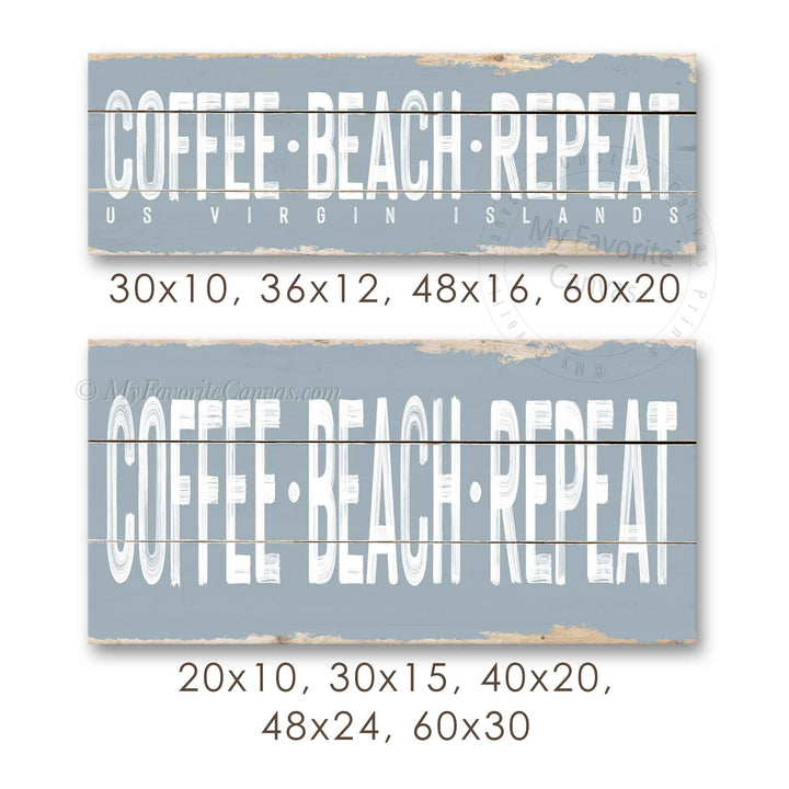 Coffee Beach Repeat Rustic Sign