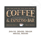 Coffee & Espresso Coordinates Bar Sign