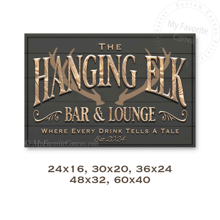 Hunter's Elk Rack Bar & Lounge Sign