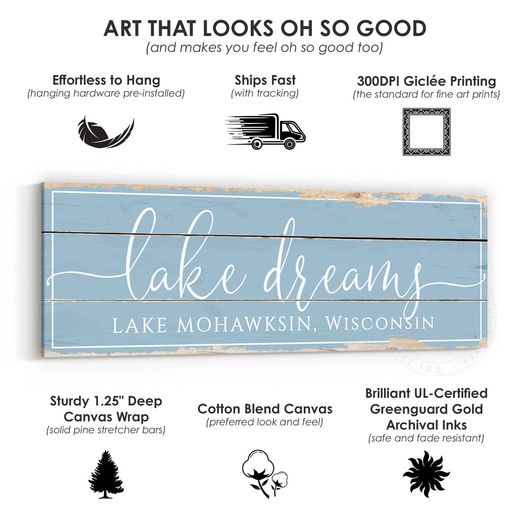 Lake Dreams Rustic Sign