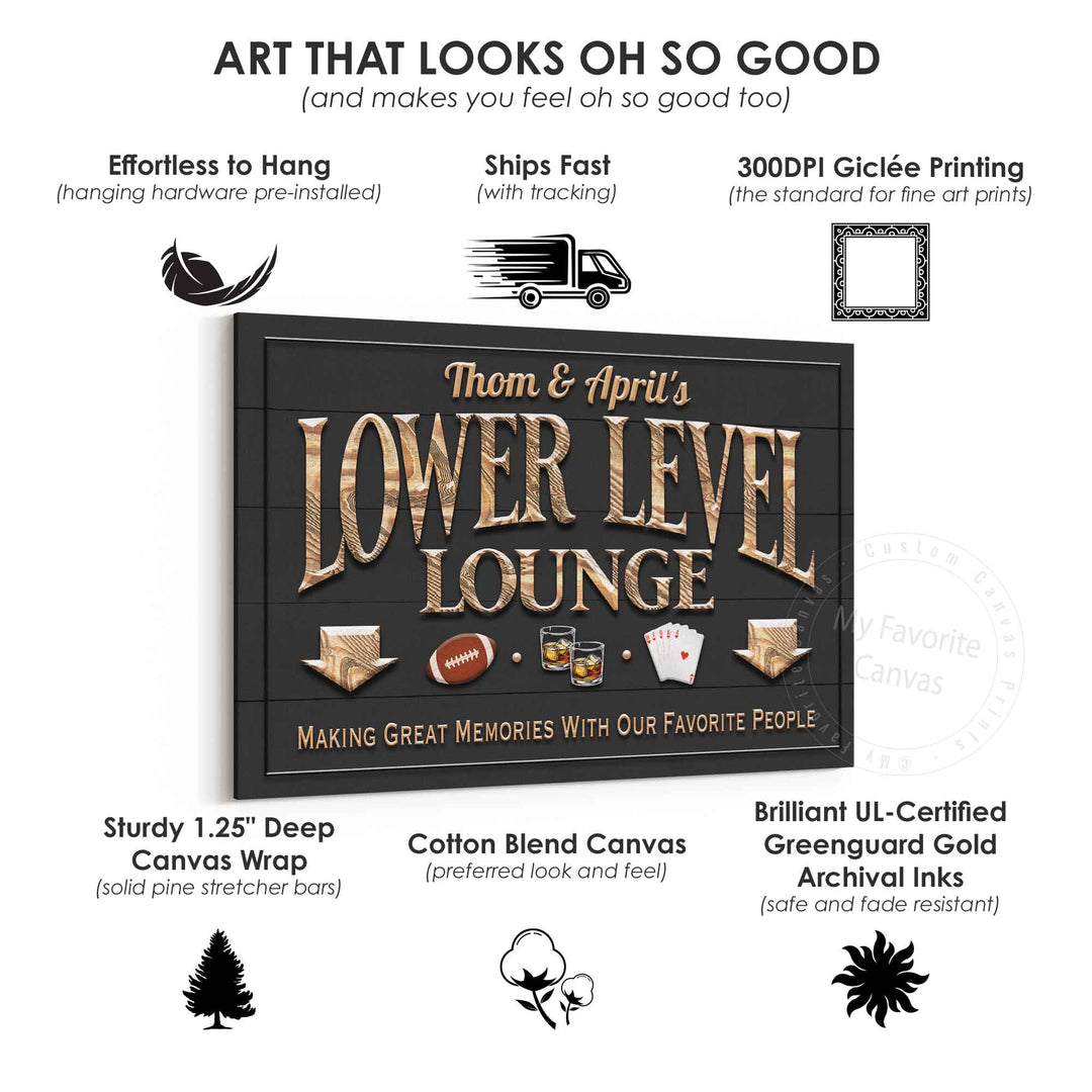 Lower Level Lounge Sign with Large Icons
