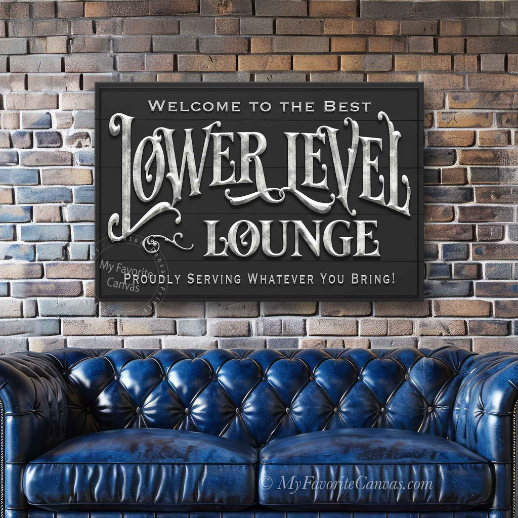 Industrial Lower Level Lounge Sign