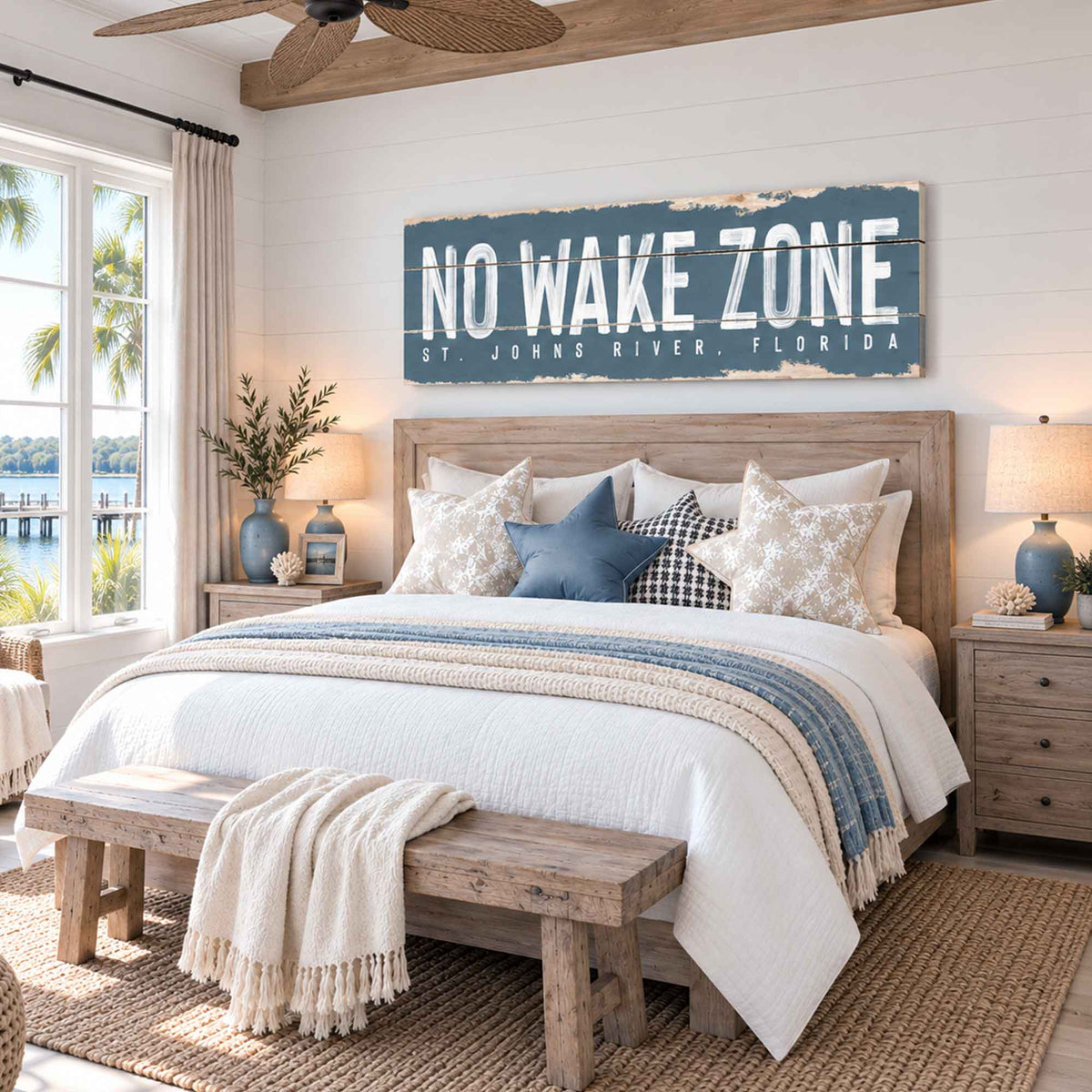 No Wake Zone Rustic Sign