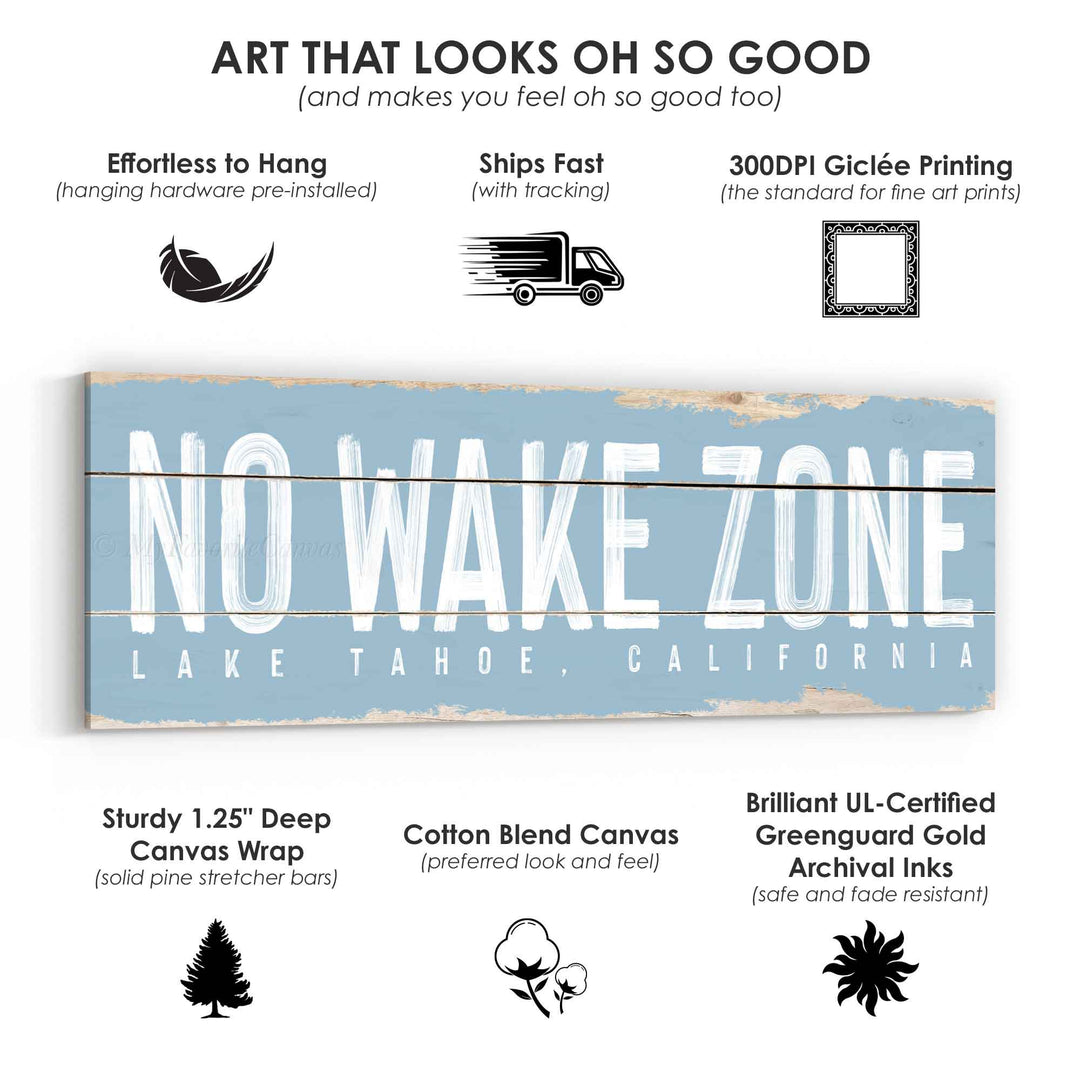 No Wake Zone Rustic Sign