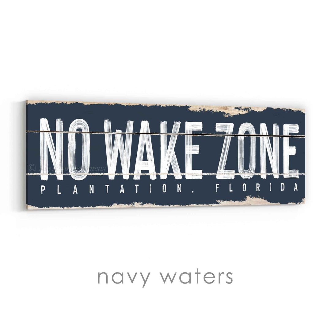 No Wake Zone Rustic Sign