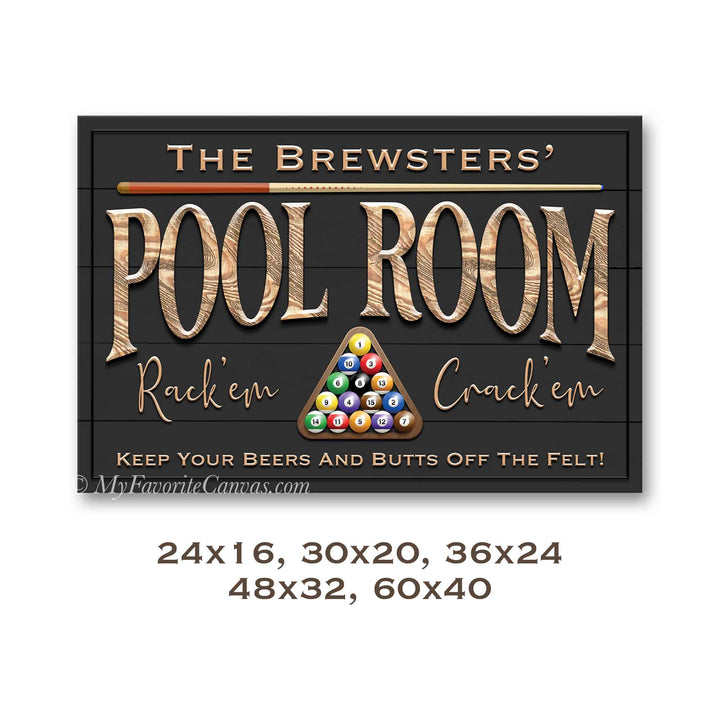 Pool Room Sign – My Favorite Canvas