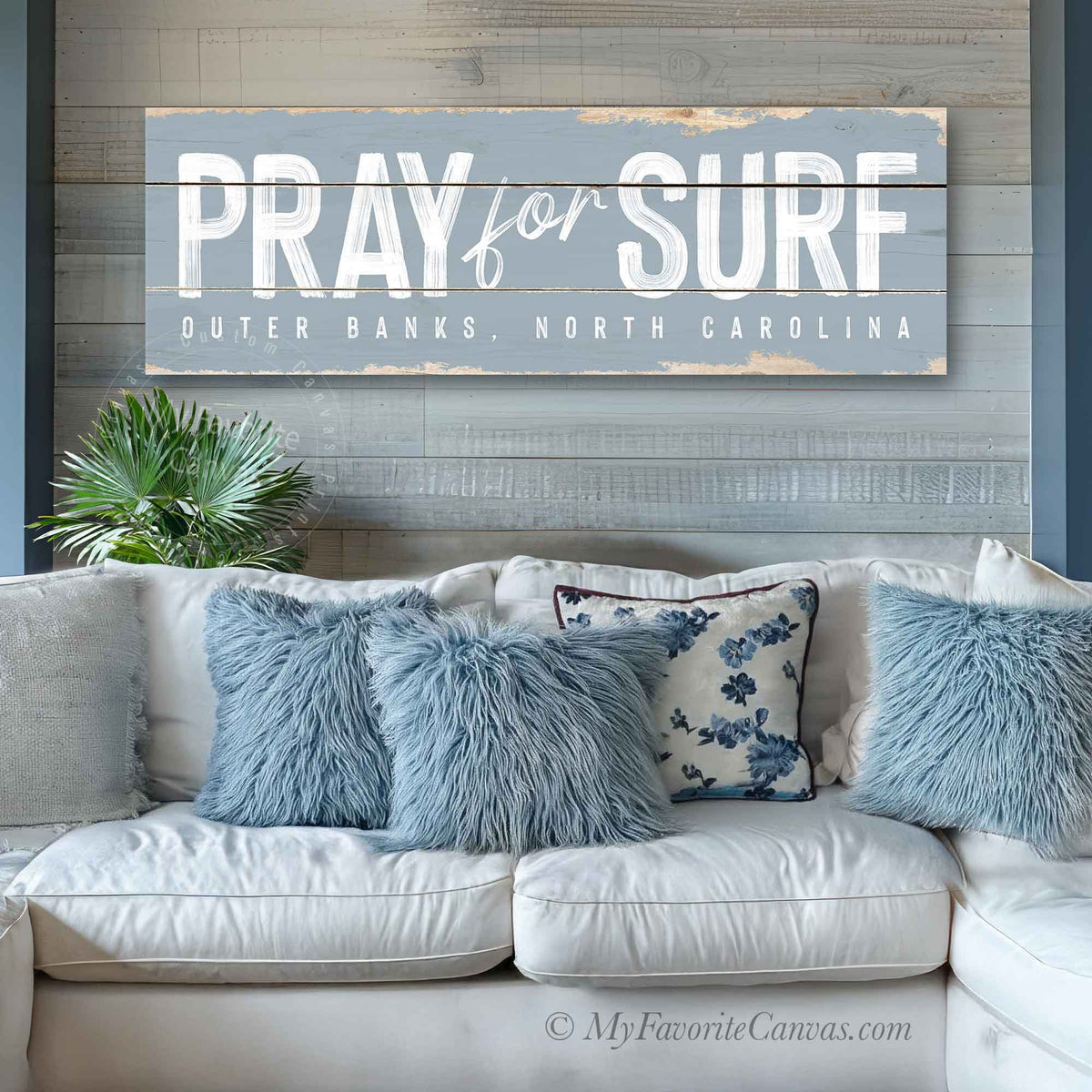 Pray for Surf Rustic Sign