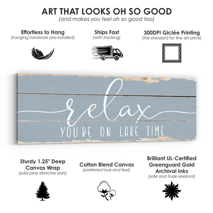 Relax You're On Lake Time Rustic Sign