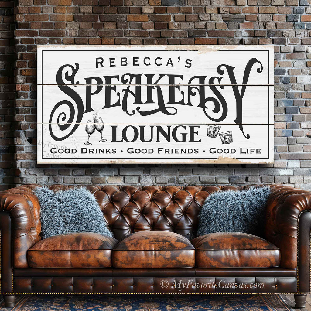 Speakeasy Lounge Rustic Sign